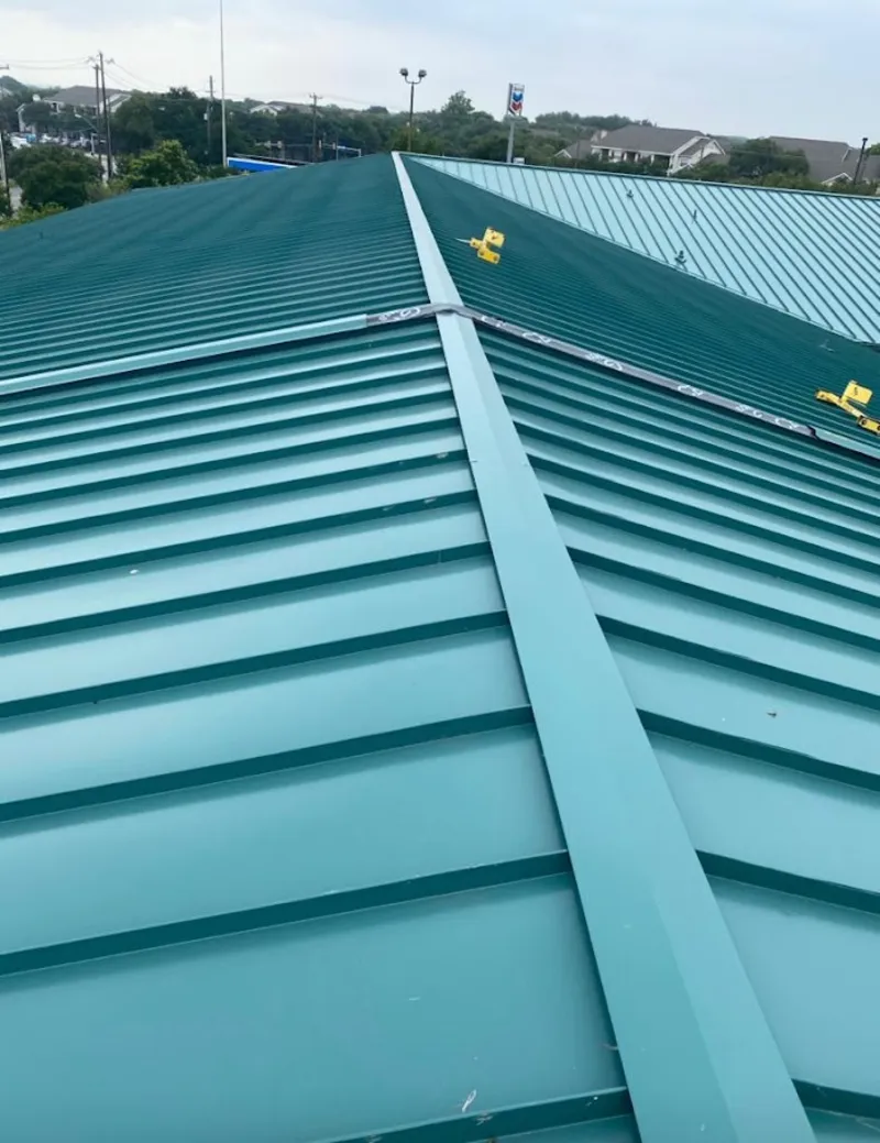 Green commercial metal roof ridge and valley for Metal Roof Repair in La Vergne